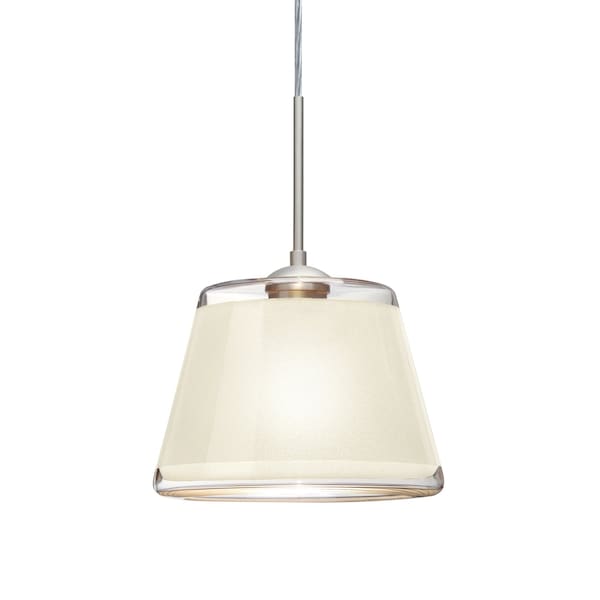 Besa Lighting Pica 9 Cord Pendant, White Sand, Satin Nickel Finish, 1x75W Incandescent 1JT-PIC9WH-SN - main
